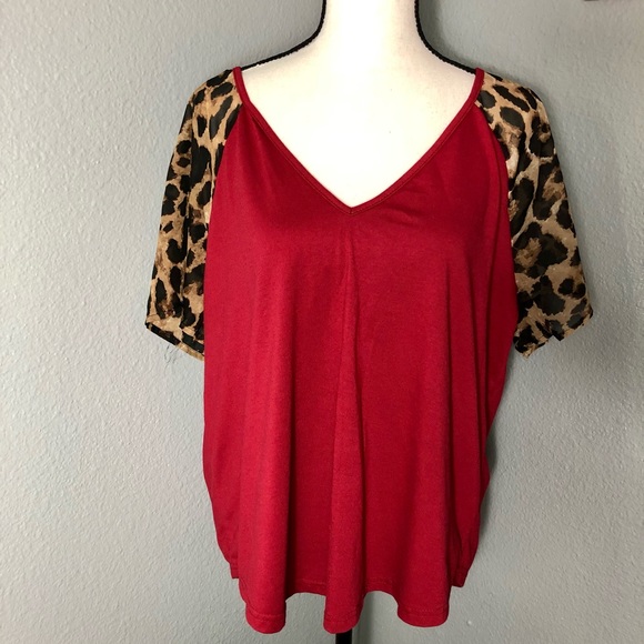 Red V-Neck Tee - Picture 2 of 6